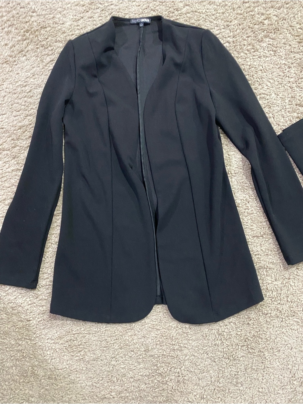 Fashion Nova Black Open-Front Tailored Blazer